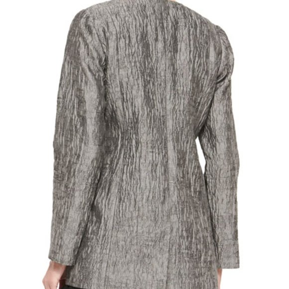 Eileen Fisher Mirage Crinkle Jacquard Long Jacket - Picture 2 of 4